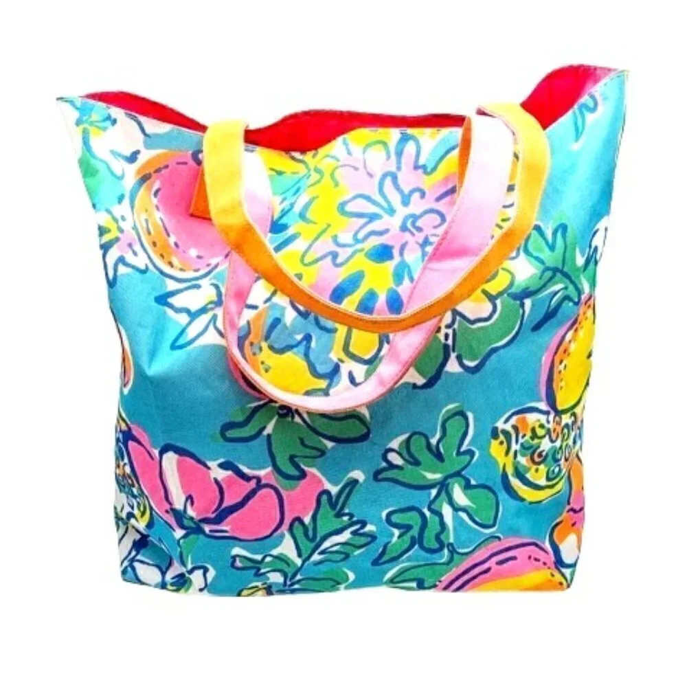 Lilly Pulitzer for Estee Lauder Floral Cotton Canvas Tote Bag